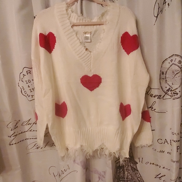 IM IN LOVE WITH SWEATER hearts of red ,v neck,sz l VALENTINE' - Picture 1 of 6